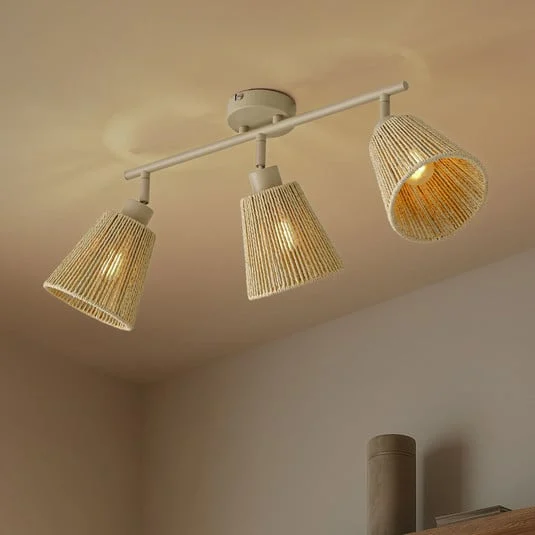 Downlight Lindby Anuva, 72 cm, 3 luces, beige, papel