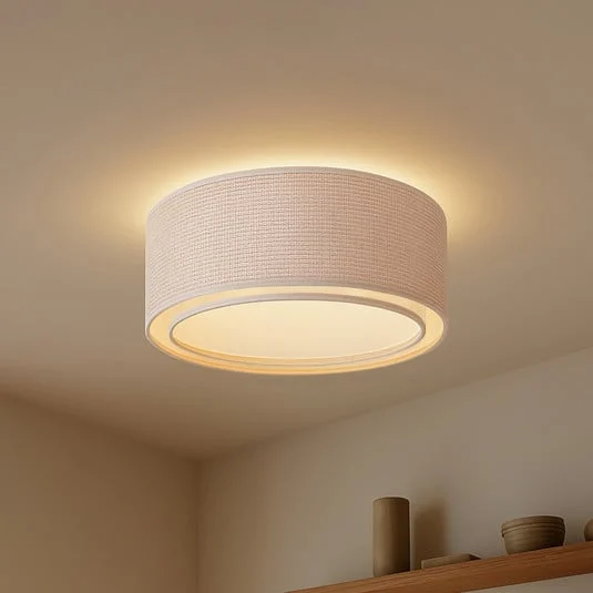 Plafón Lindby Soula, Ø 60 cm, beige, plástico, E27