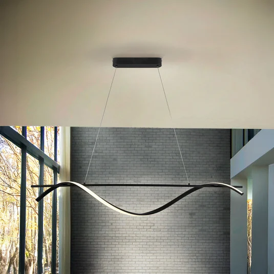 Lámpara colgante LED Boa, negro mate, metal