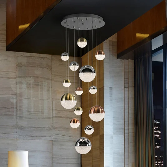 Lámpara colgante LED Sphere, 14 luces, atenuable, Ø 60 cm, multicolor