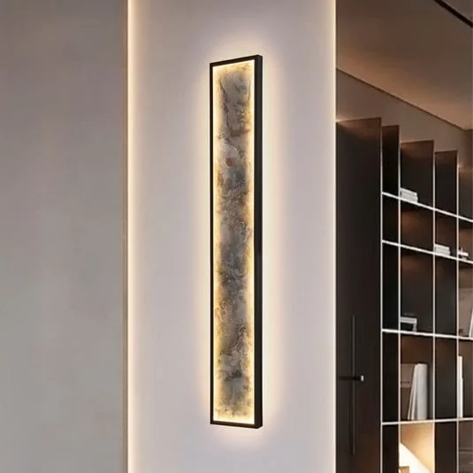 Aplique de pared LED Stone, 100 x 15 cm, CCT, negro, metal