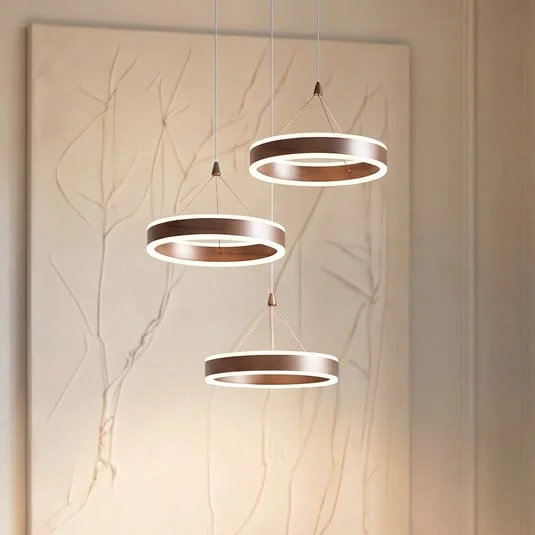 Lámpara colgante LED Lucande Kolo, marrón, 3 luces, atenuable