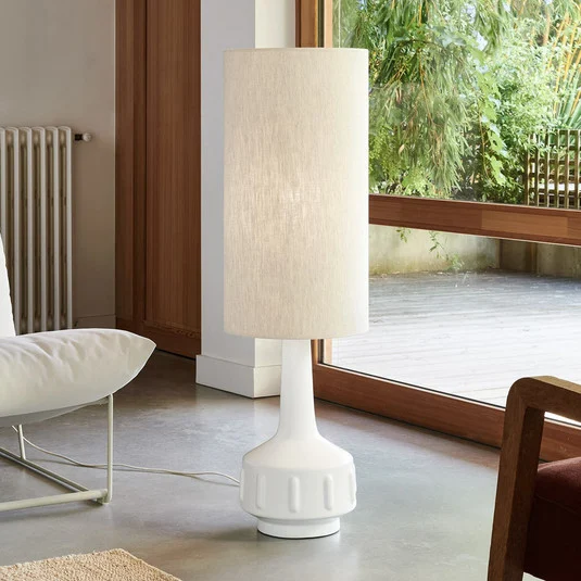 MARKET SET Lámpara de pie Jimmy, blanco/beige, altura 121 cm