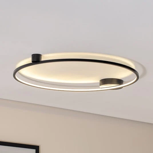 Plafón LED Saturno, negro, Ø 80 cm, metal, 4000 K