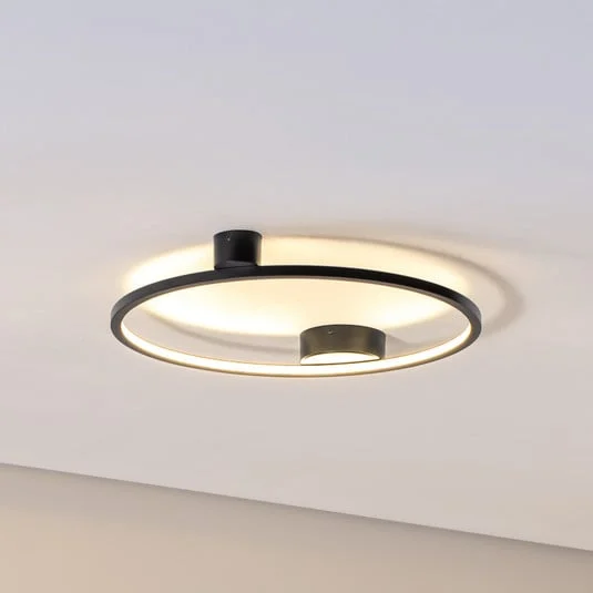 Plafón LED Saturno, negro, Ø 50 cm, metal, 4000 K