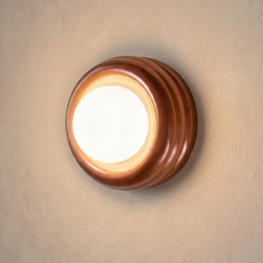 Aplique de pared Tina, terracota/ópalo, vidrio, Ø 19 cm