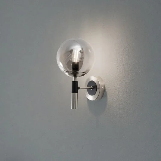 Aplique de pared Rollo, Ø 15 cm, gris humo, cristal/metal