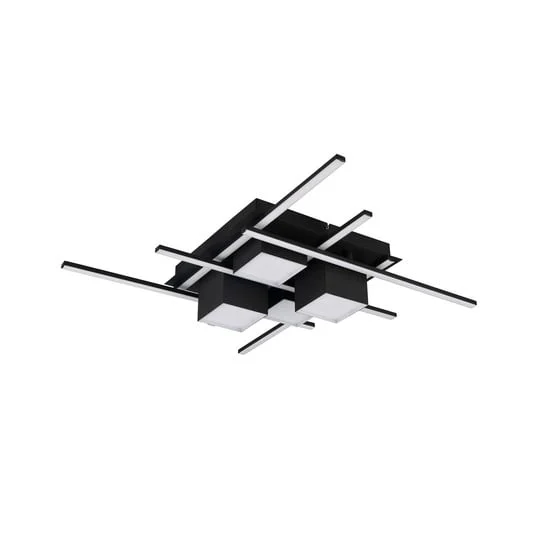 Lámpara LED de techo Roger, negro mate, metal, CCT, mando a distancia.