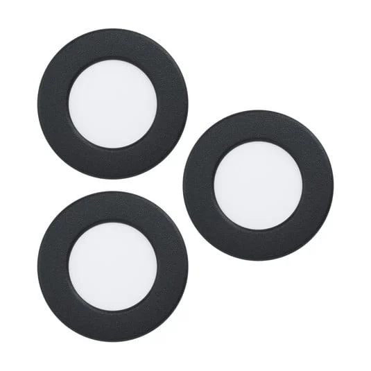 EGLO connect lámpara empotrable LED Fueva 6-Z, negro, juego de 3