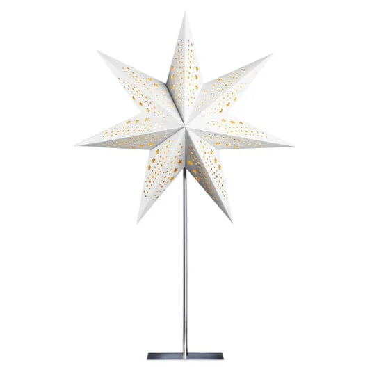 Estrella de papel STERNTALER, blanca, 7 puntas, Ø 45 cm, altura 70 cm