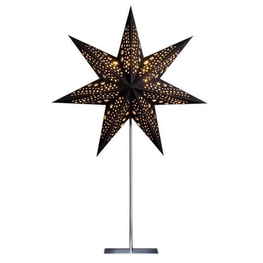 Estrella de papel STERNTALER, negra, 7 puntas, Ø 45 cm, altura 70 cm