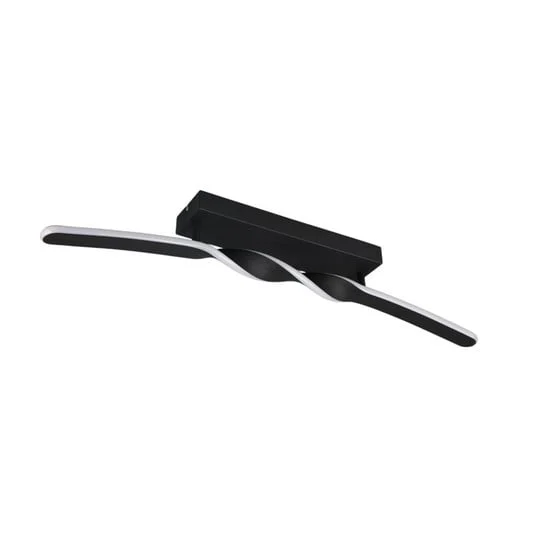 Plafón LED Ginko, negro mate, metal, longitud 79 cm