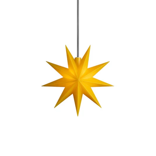 Estrella LED STERNTALER, amarilla, Ø 15 cm, 9 puntas, IP44, pilas incluidas