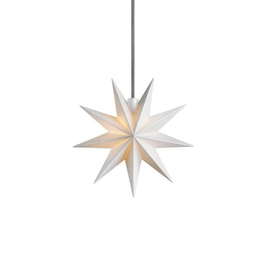 Estrella LED STERNTALER, blanca, Ø 15 cm, 9 puntas, IP44, pilas incluidas