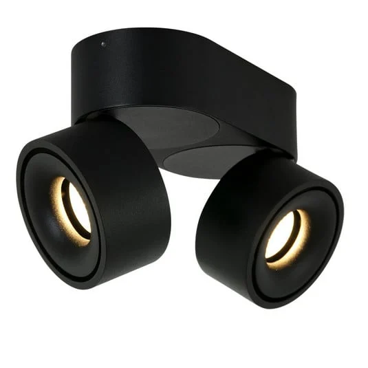 Downlight LED Fez, negro, 2 luces, metal, orientable