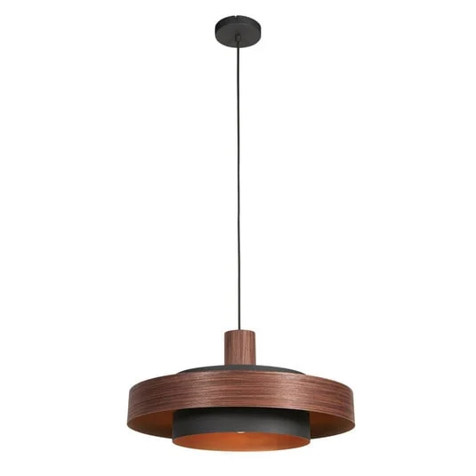 Lámpara colgante Flinter, decoración madera, metal, Ø 50 cm, E27