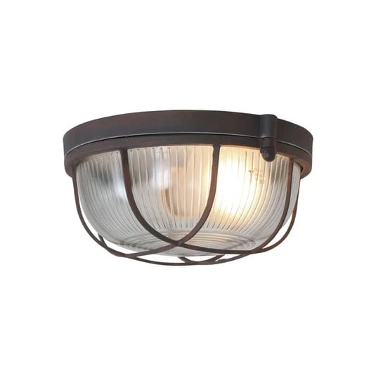 Plafón Lisanne, marrón, Ø 17 cm, metal, cristal, E27