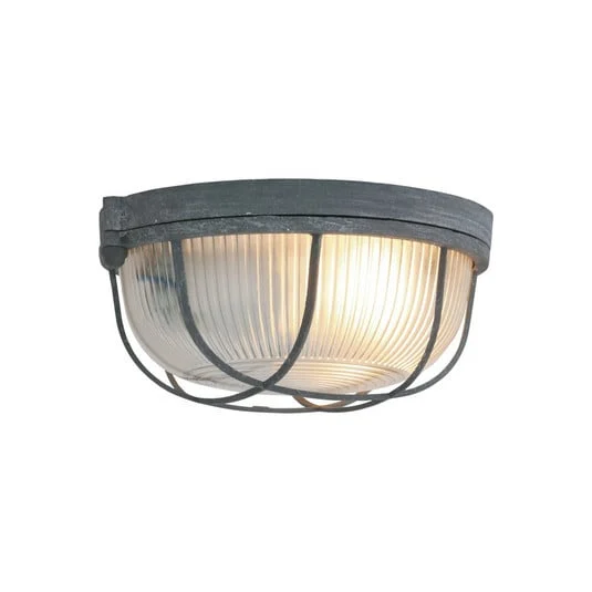 Plafón Lisanne, gris, Ø 17 cm, metal, cristal, E27