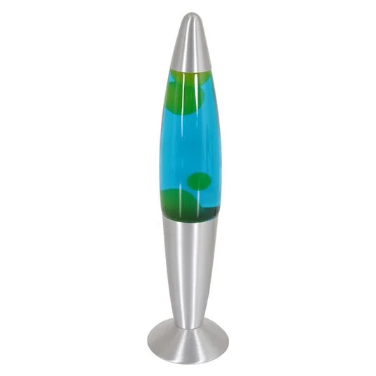 Lámpara de lava Volcan 3116, acero, líquido verde-azul, E14
