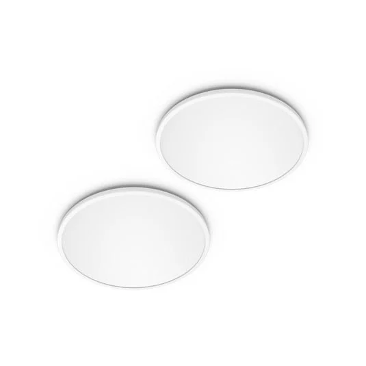 Philips LED SuperSlim, juego de 2, blanco, IP44, Ø 25 cm, 2700 K