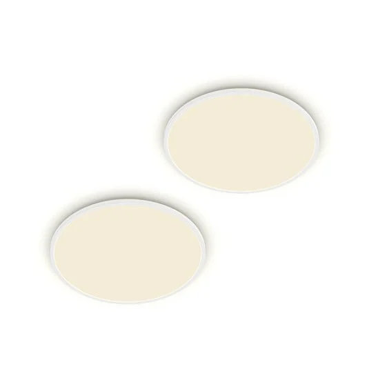 Philips Lámpara LED de techo SuperSlim, juego de 2, IP44, Ø 25 cm, 4000 K