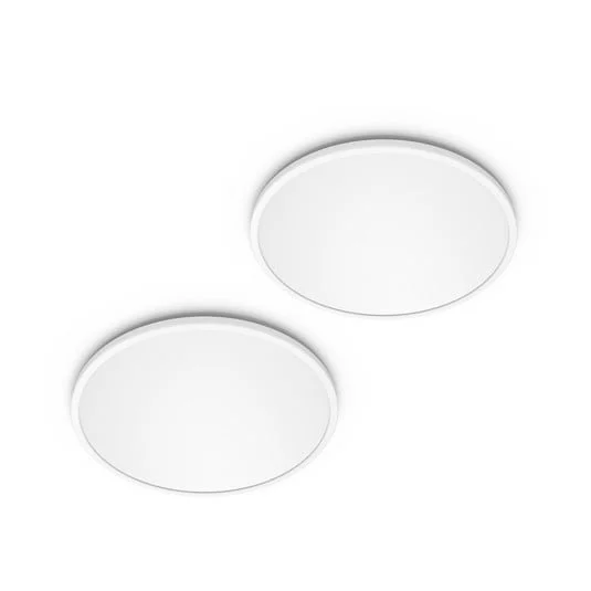 Philips LED SuperSlim, juego de 2, blanco, IP44, Ø 30 cm, 2700 K