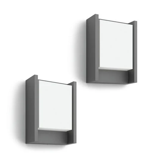 Philips Aplique LED para exterior Arbour 1 luz, paquete de 2, 2700 K