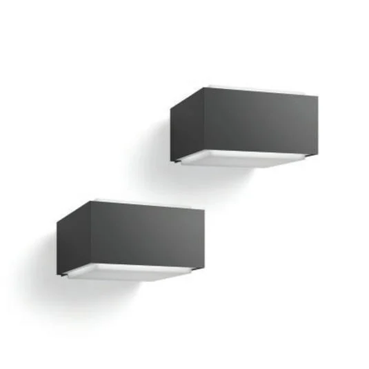 Philips Aplique de exterior Hedgehog, antracita, paquete de 2