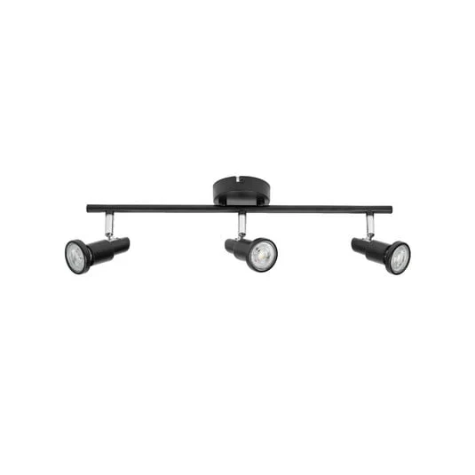 Downlight OSRAM, negro, 3 luces, metal, GU10-LED 927 atenuable