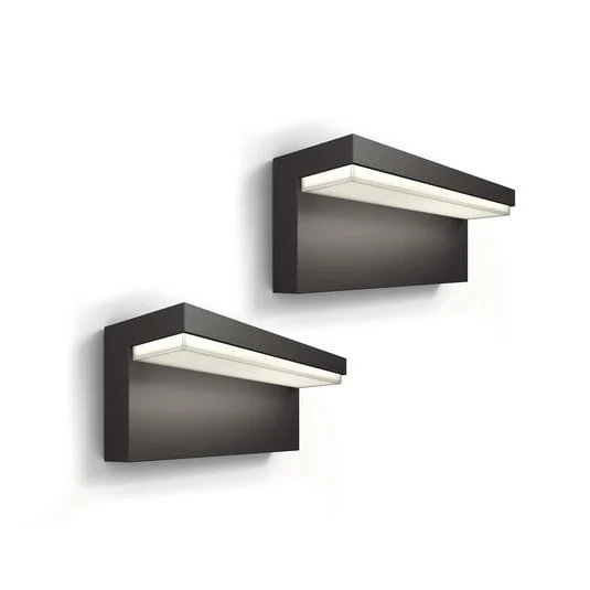 Philips Aplique LED para exterior Bustan UE, paquete de 2, 2700 K