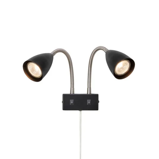 Markslöjd Aplique de pared Ciro, negro, metal, enchufe, GU10