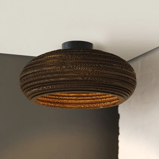 Plafón OSRAM DROP, marrón, Ø 40 cm, cartón ondulado, E27