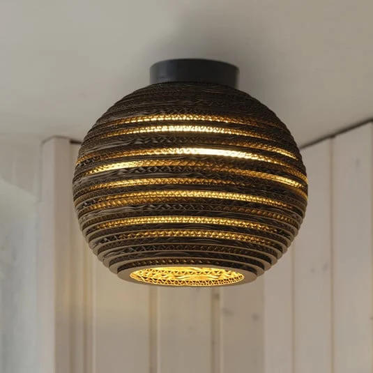 Plafón OSRAM BALL, marrón, Ø 26 cm, cartón ondulado, E27