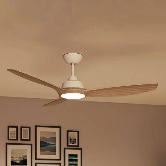 Ventilador LED Philips Olas, Ø 132 cm, marrón/blanco, silencioso