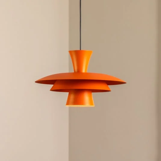 Lámpara colgante Plato, naranja, metal, Ø 38 cm, E27