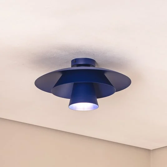 Plafón Plato, azul oscuro, metal, Ø 38 cm, E27