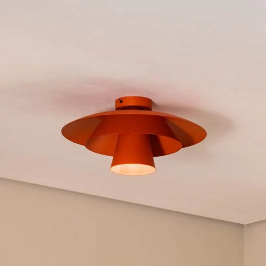 Plafón Plato, naranja, metal, Ø 38 cm, E27