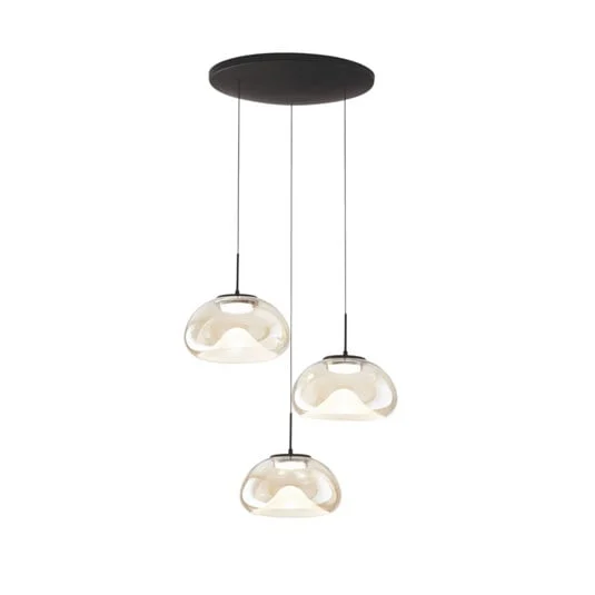 Lámpara colgante LED Brena, 3 luces, coñac, Ø 35 cm CCT, atenuable