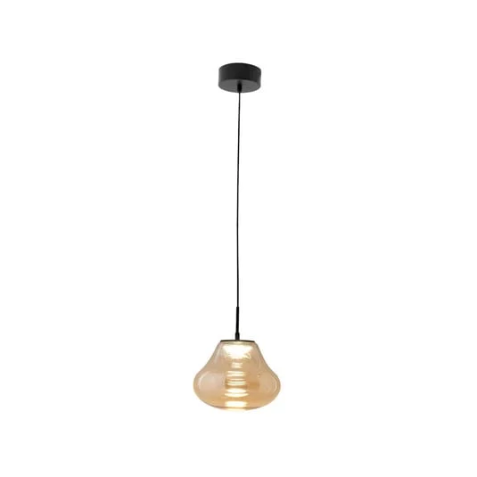 Lámpara colgante LED Deva, ámbar, cristal, Ø 25 cm, CCT, atenuable