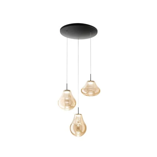 Lámpara colgante LED Deva, 3 luces, Ø 50 cm, ámbar, CCT, atenuable