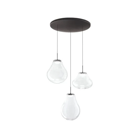 Lámpara colgante LED Deva, 3 luces, Ø 50 cm, transparente, CCT, atenuable