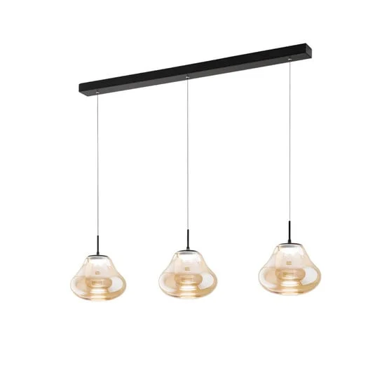 Lámpara colgante LED Deva, 3 luces, 115 cm, ámbar, CCT, atenuable