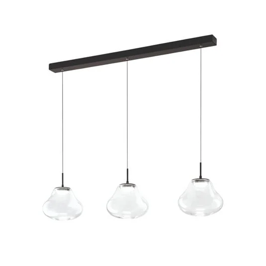 Lámpara colgante LED Deva, 3 luces, 115 cm, transparente, CCT, atenuable