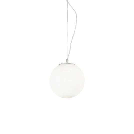 Lámpara colgante Ideal Lux Mapa, Ø 20 cm, cristal opalino, esfera