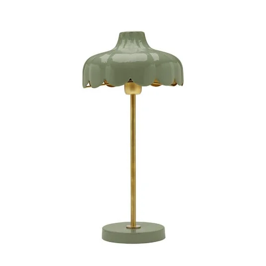 PR Home Lámpara de mesa Wells, verde/dorado, altura 50 cm