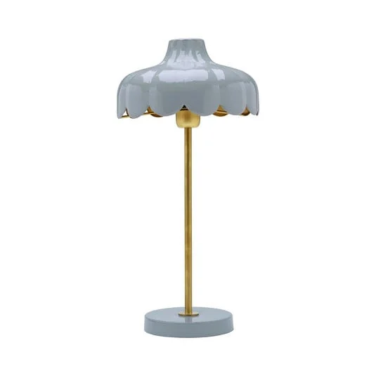 PR Home Lámpara de mesa Wells, azul/dorado Altura 50 cm