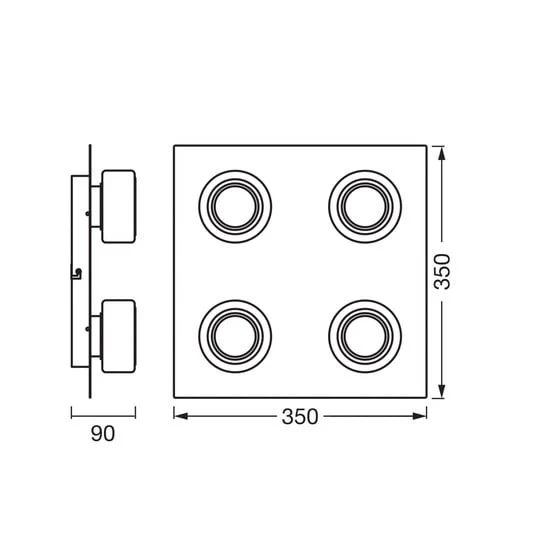 Lámpara LED de techo OSRAM ORBIS FLAME, negra, 4 luces, CCT IP44