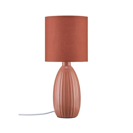 PR Home Lámpara de mesa Uno, rojo óxido, altura 37 cm, textil/cerámica