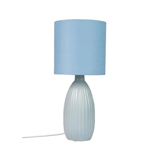 PR Home Lámpara de mesa Uno, azul, altura 37 cm, textil/cerámica