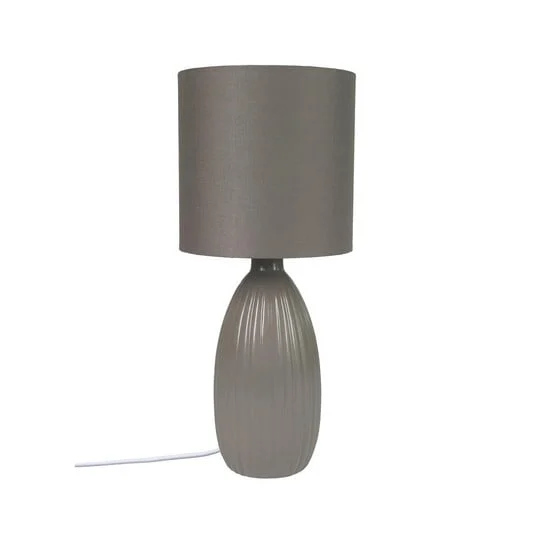PR Home Lámpara de mesa Uno, marrón, altura 37 cm, textil/cerámica